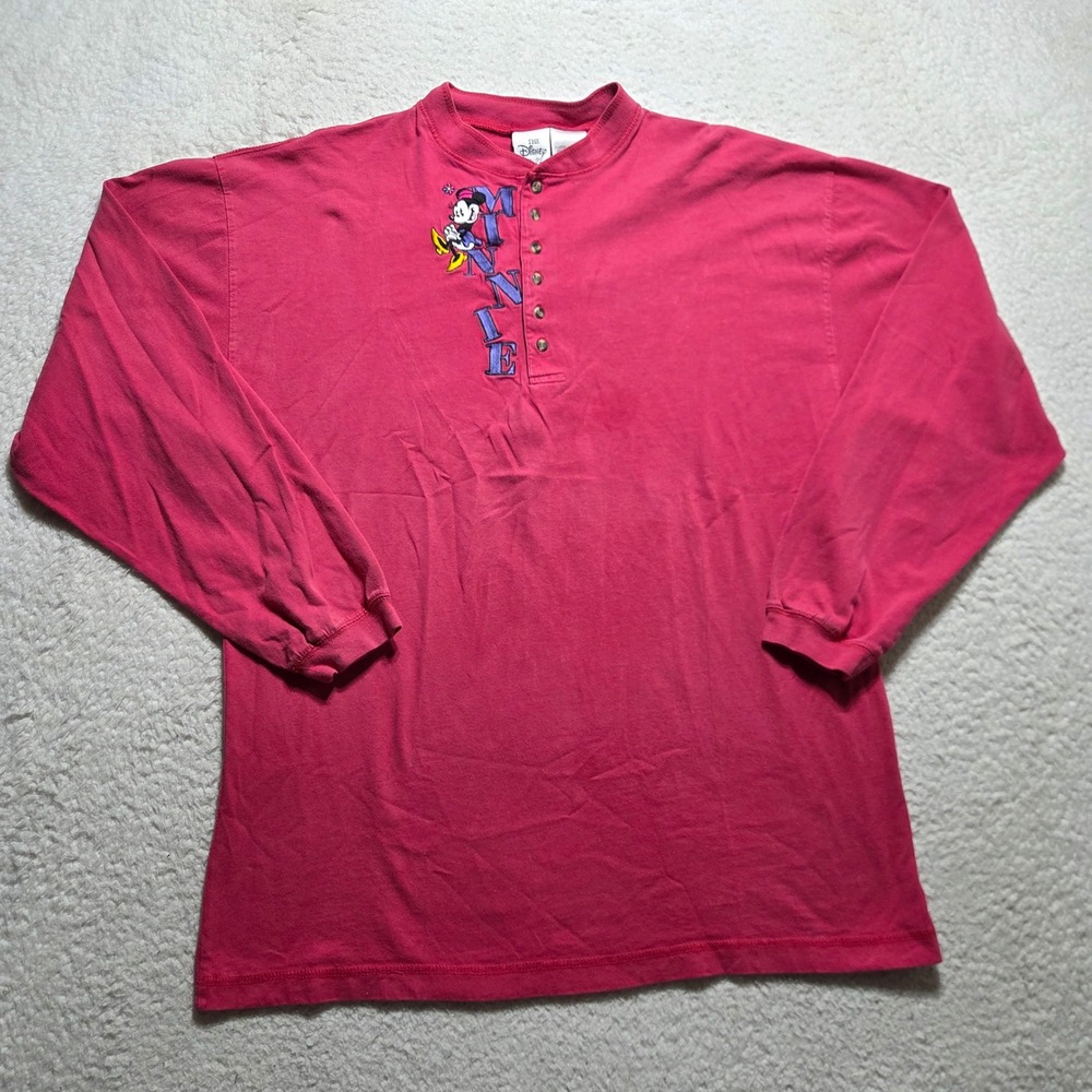 Vintage 90s Disney Minnie Long Sleeve T Shirt Mens XL Pink Solid long sleeve